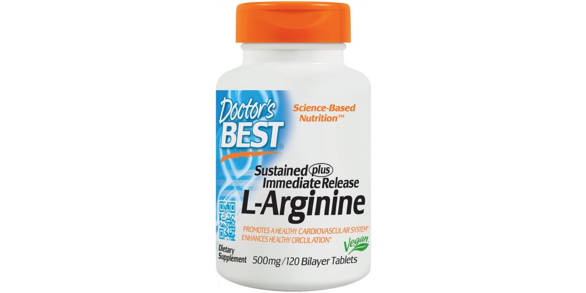 Doctor's Best LArginine Sustained + Immediate Release, 500mg 120