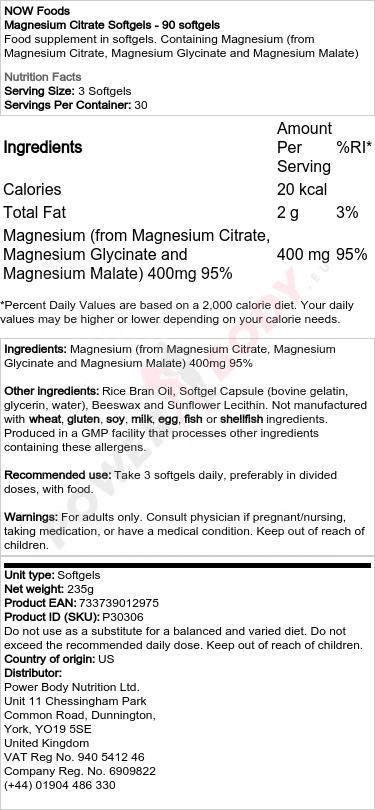 Magnesium Citrate Softgels - 90 softgels
