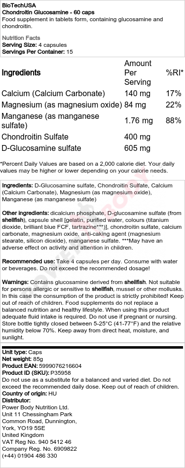Chondroitin Glucosamine - 60 caps